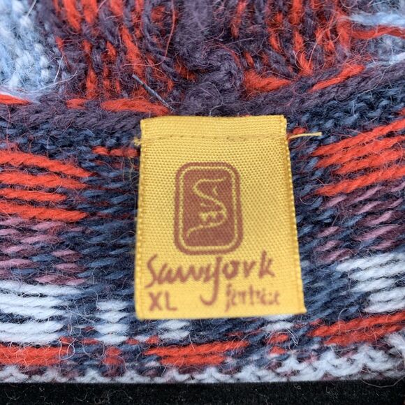 Sanyork Women XL Alpaca Cardigan Hooded Full Zip Long Boho Hand Knit Peru Aztec - Picture 4 of 9